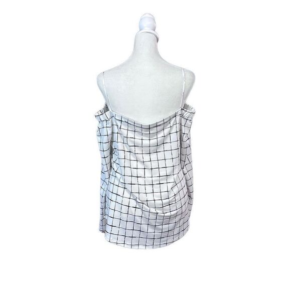 Mine Off The Shoulder White & Black Grid Pattern Long Sleeve Top Size Medium - Picture 4 of 10